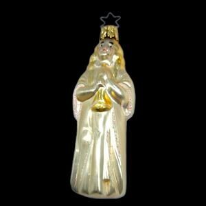 VTG Inge Glas Figural Blown Glass Christmas Ornament Angel w Trumpet